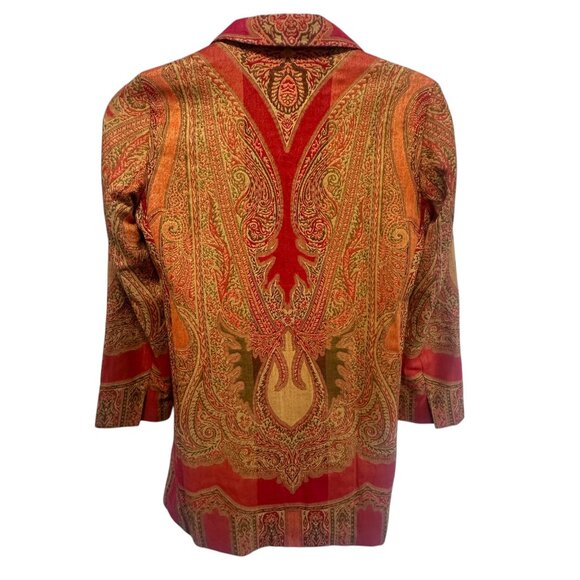 Vtg TravelSmith Orange Paisley Tapestry Button Front Jacket Blazer Womens Sz 12 - Picture 3 of 14